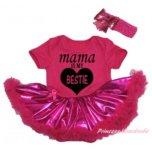 Hot Pink Baby Bodysuit Bling Hot Pink Pettiskirt & Mama Is My Bestie Painting JS5965