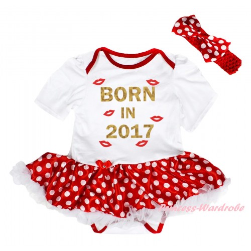 White Baby Bodysuit Jumpsuit Minnie Dots White Pettiskirt & Sparkle Born In 2017 Painting JS6018