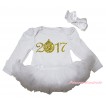 White Baby Bodysuit White Pettiskirt & Sparkle Gold 2017 Painting JS6029