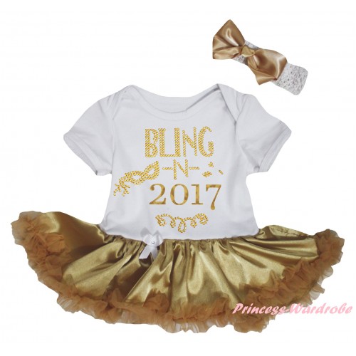 White Baby Bodysuit Jumpsuit Goldenrod Pettiskirt & Sparkle Rhinestone Bling In 2017 Print JS6285