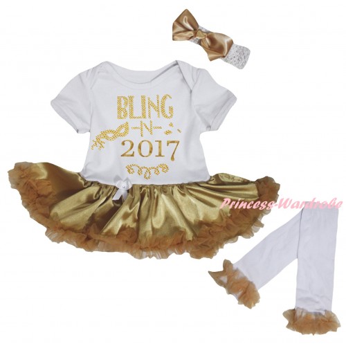 White Baby Bodysuit Jumpsuit Goldenrod Pettiskirt & Sparkle Rhinestone Bling In 2017 Print & Warmers Leggings JS6299