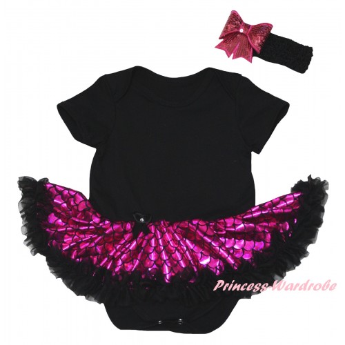 Black Baby Jumpsuit Hot Pink Scale Pettiskirt JS6307
