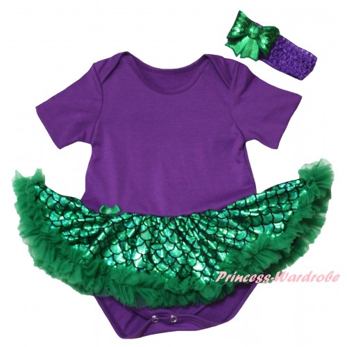 Dark Purple Baby Jumpsuit Green Scale Pettiskirt JS6308