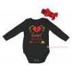 Valentine's Day Black Baby Jumpsuit & Sparkle Gold Red Heart Breaker Painting & Red Headband Bow TH801