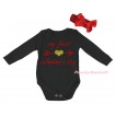 Valentine's Day Black Baby Jumpsuit & Sparkle My First Valentine's Day Painting & Red Headband Bow TH822