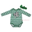 St Patrick's Day White Kelly Green Clover Baby Jumpsuit & Zebra Clover Print & Kelly Green Headband Bow TH837