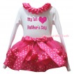 Father's Day White Pettitop Hot Light Pink Heart Lacing & Sparkle Hot Pink My 1st Father's Day Heart Painting & Hot Light Pink Heart Trimmed Pettiskirt MG2820