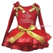 Red Tank Top Red Ruffles Gold Bows & Sparkle Rhinestone Daddy Is My Prince Charming Print & Gold Red Light Pink Heart Trimmed Pettiskirt MG2836