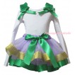 White Tank Top Kelly Green Ruffles Bows & Kelly Green Lavender Gold Trimmed Pettiskirt MG2845