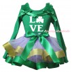St Patrick's Day Kelly Green Tank Top Kelly Green Ruffles Bows & White Love Clover Painting & Kelly Green Lavender Gold Trimmed Pettiskirt MG2854