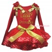 Father's Day Red Baby Pettitop Red Ruffles Gold Bows & Sparkle Gold My Daddy Is My Hero And I Am His Princess Painting & Gold Red Light Pink Heart Trimmed Newborn Pettiskirt NG2389