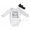 White Baby Jumpsuit & Sparkle Grey Little Man Painting & Black Headband Bow TH868
