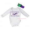 White Baby Jumpsuit & Sparkle Dark Purple Starfish Wishes Mermaid Kisses Painting & Dark Purple Headband Kelly Green Bow TH871