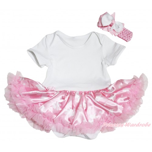 White Baby Bodysuit Light Pink Pettiskirt JS5287