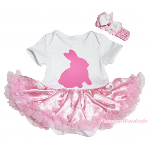 Easter White Baby Bodysuit Light Pink Pettiskirt & Pink Rabbit Painting JS5288