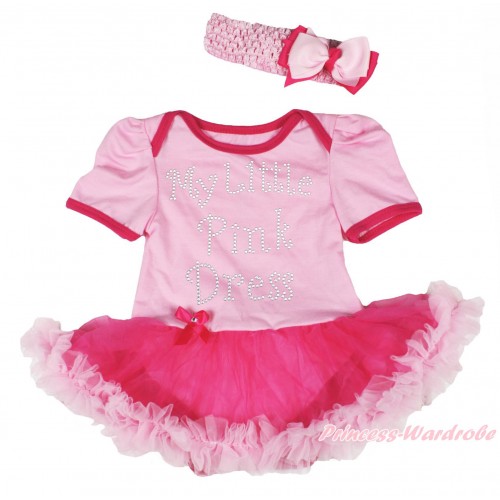 Light Pink Baby Bodysuit Hot Light Pink Pettiskirt & Sparkle Rhinestone My Little Pink Dress Print JS5043