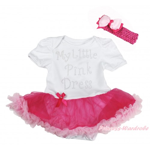 White Baby Bodysuit Hot Light Pink Pettiskirt & Sparkle Rhinestone My Little Pink Dress Print JS5047