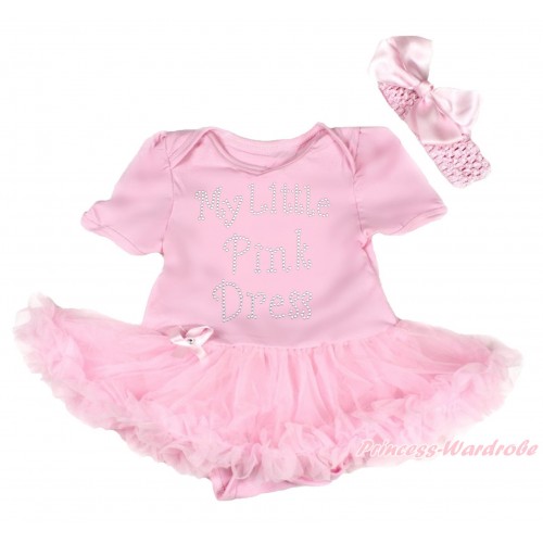 Light Pink Baby Bodysuit Pettiskirt & Sparkle Rhinestone My Little Pink Dress Print JS5048