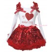 Mother's Day White Tank Top Red Sequins Ruffles Minnie Dots Bows & My Mother's Day Heart Print & Red Sparkle Bling Sequins Pettiskirt MG2195