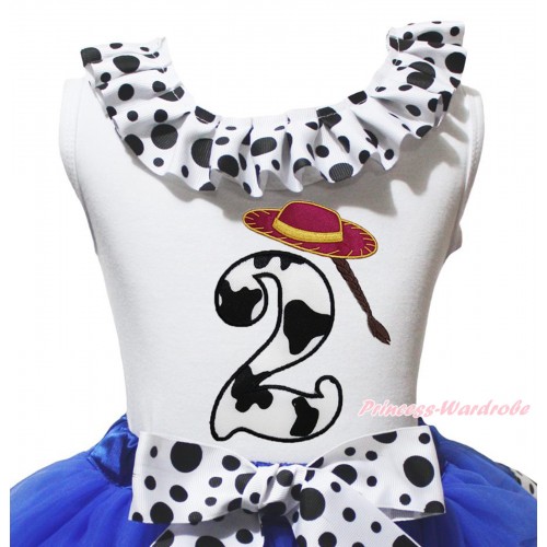 White Tank Top White Black Dots Lacing & 2nd Cowgirl Hat Braid Milk Cow Birthday Number Print TB1487