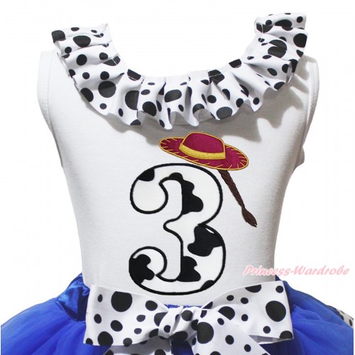 White Tank Top White Black Dots Lacing & 3rd Cowgirl Hat Braid Milk Cow Birthday Number Print TB1488