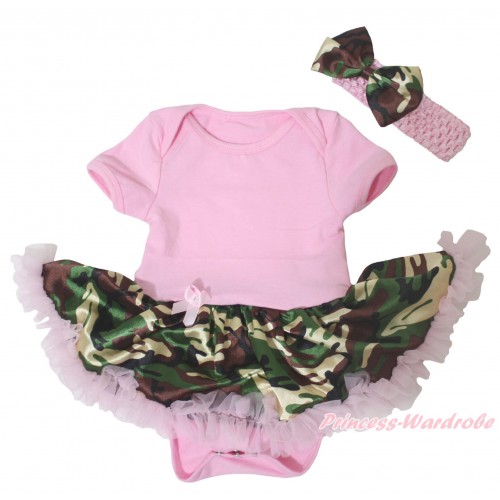 Light Pink Baby Bodysuit Light Pink Camouflage Pettiskirt JS5253