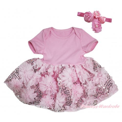 Light Pink Baby Bodysuit Light Pink Bling Sparkle Sequins Rose Pettiskirt JS5453