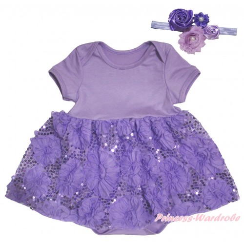 Lavender Baby Bodysuit Lavender Bling Sparkle Sequins Rose Pettiskirt JS5460
