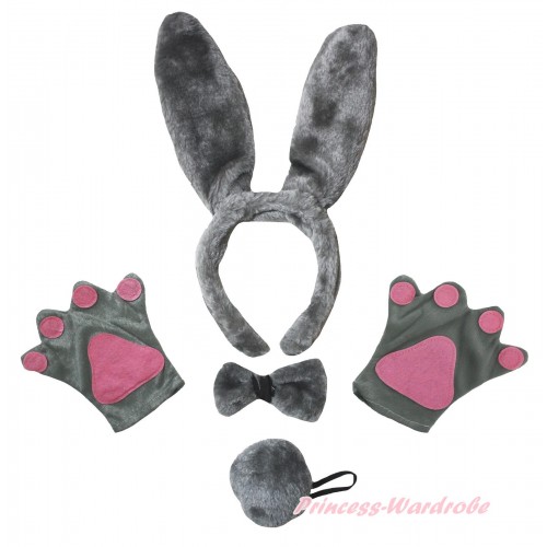 Rabbit 4 Piece Set in Headband, Tie, Tail , Paw PC094