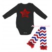 American's Birthday Black Baby Jumpsuit & Born In The USA Painting & Warmer Set TH661