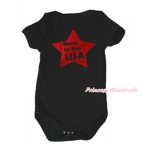American's Birthday Black Baby Jumpsuit & Born In The USA Painting TH664