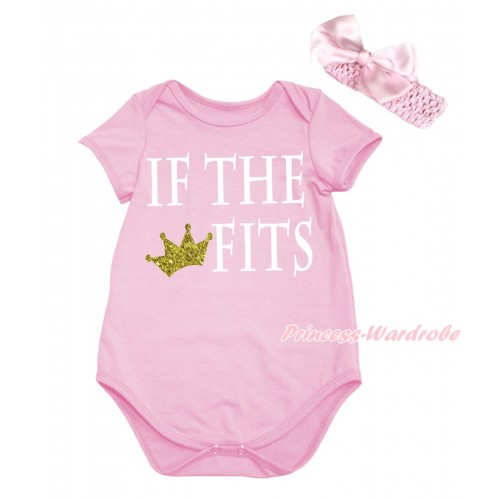 Light Pink Baby Jumpsuit & IF THE CROWN FITS Painting & Headband TH724