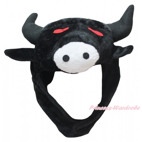 Black Buffalo Bull Cow Costume Party Warm Hat H1065