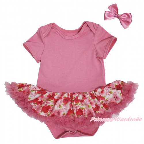 Dusty Pink Baby Bodysuit Light Hot Pink Flower Pettiskirt JS5693