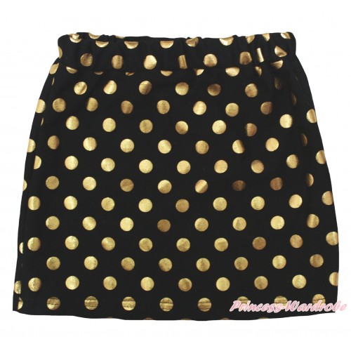 Black Gold Dots Girls Cotton Skirt P266