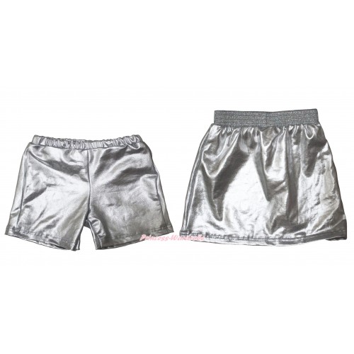 Silver Cotton Short Panties & Skirt 2 Piece Set PS035