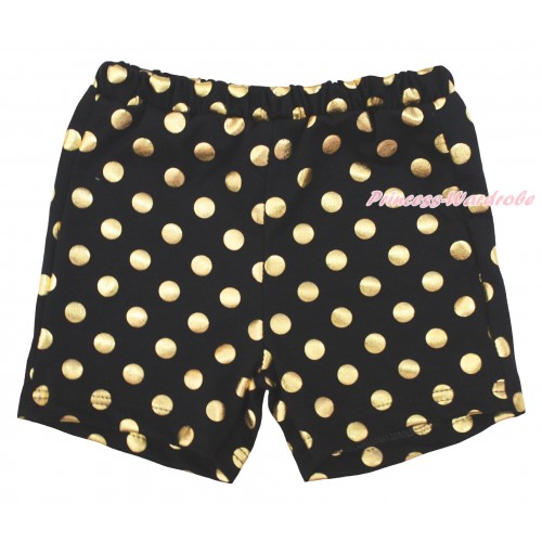 Black Gold Dots Cotton Short Panties PS046