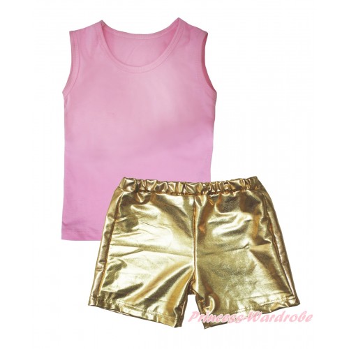 Light Pink Tank Top & Gold Girls Pantie Set MG2472
