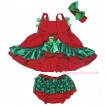 Red Kelly Green Swing Top Light Green Bow & Panties Bloomers & Headband SP46