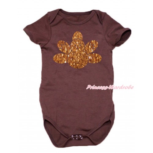 Thanksgiving Brown Baby Jumpsuit & Sparkle Turkey Painting TH764
