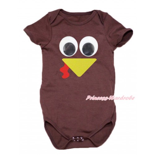 Thanksgiving Brown Baby Jumpsuit & Turkey Face Print TH765