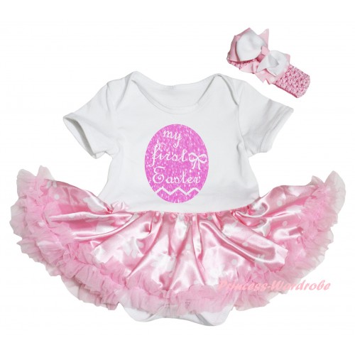 Easter White Baby Bodysuit Light Pink Pettiskirt & Sparkle My First Easter Painting JS6539