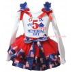 American's Birthday White Tank Top Royal Blue Ruffles Red Bows & Red Patriotic American Trimmed Pettiskirt & My 5th Memorial Day Painting MG3011