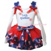 American's Birthday White Tank Top Royal Blue Ruffles Red Bows & Red Patriotic American Trimmed Pettiskirt & Little Sparkler Painting MG3016