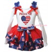 American's Birthday White Tank Top Royal Blue Ruffles Red Bows & Red Patriotic American Trimmed Pettiskirt & PROUD OF American Heart Painting MG3020