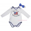 American's Birthday White Royal Blue Piping Baby Jumpsuit & My First America Memorial Day Painting & Headband TH970