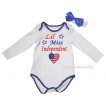 American's Birthday White Royal Blue Piping Baby Jumpsuit & Lil Miss Independent Painting & Headband TH972