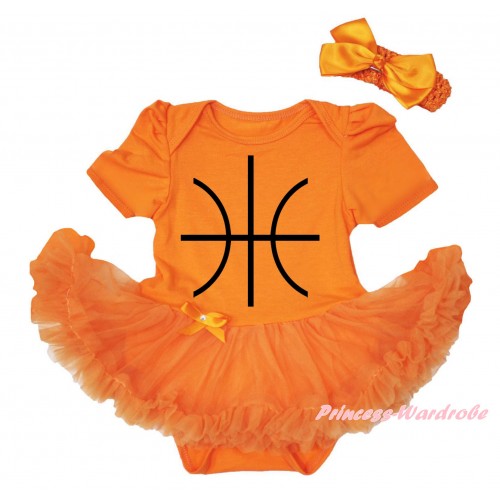 Orange Baby Bodysuit Orange Pettiskirt & Basketball Painting JS6660