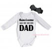 White Baby Jumpsuit & Handsome Just Like Dad Painting & Black Headband Bow TH1013