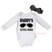 White Baby Jumpsuit & Daddy's Little Dude Painting & Black Headband Bow TH1016